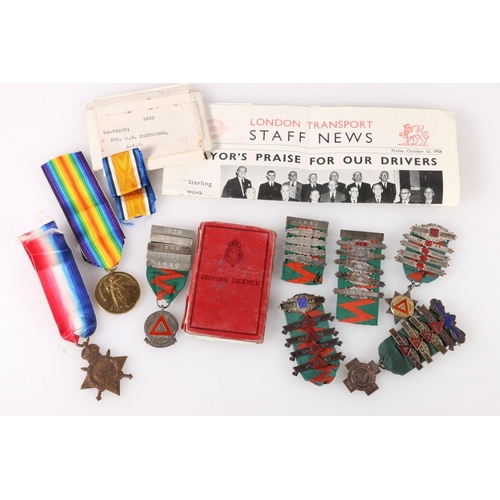 1482 - Medals of M2-032371 Private Reginald Brook Partridge of the Army Service Corps comprising WWI victor... 