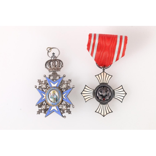 1483 - Serbian Order of St Sava white medal and enamel badge dated 1883 to the reverse, and a Japanese Red ... 