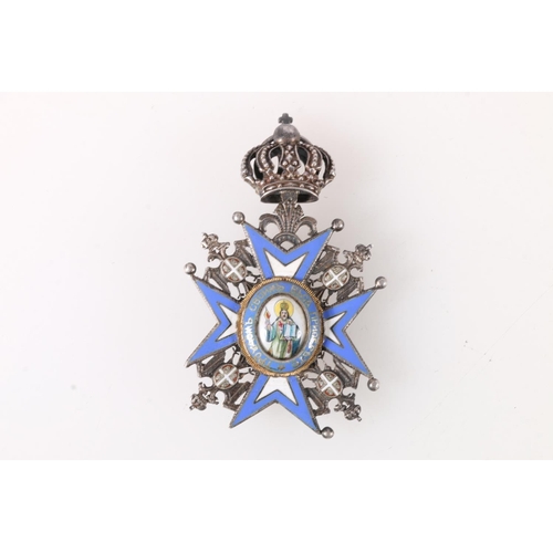 1483 - Serbian Order of St Sava white medal and enamel badge dated 1883 to the reverse, and a Japanese Red ... 