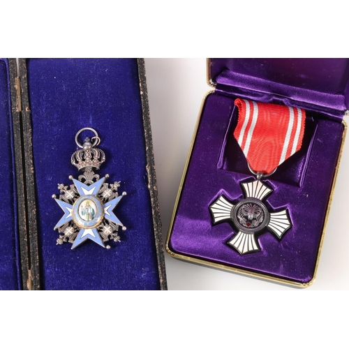 1483 - Serbian Order of St Sava white medal and enamel badge dated 1883 to the reverse, and a Japanese Red ... 