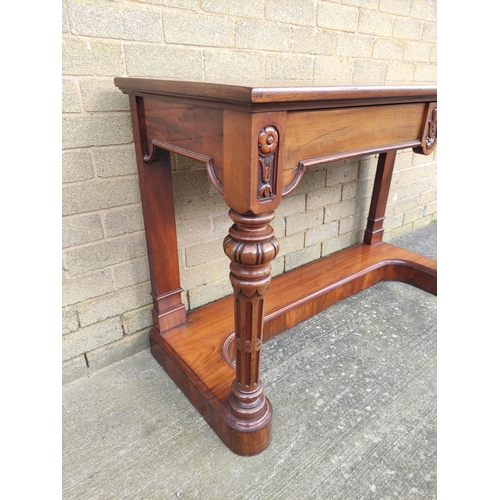 520 - Victorian mahogany console table with single integral drawer above reeded supports. Marsh & Jone... 