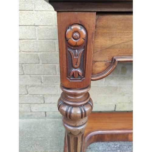 520 - Victorian mahogany console table with single integral drawer above reeded supports. Marsh & Jone... 