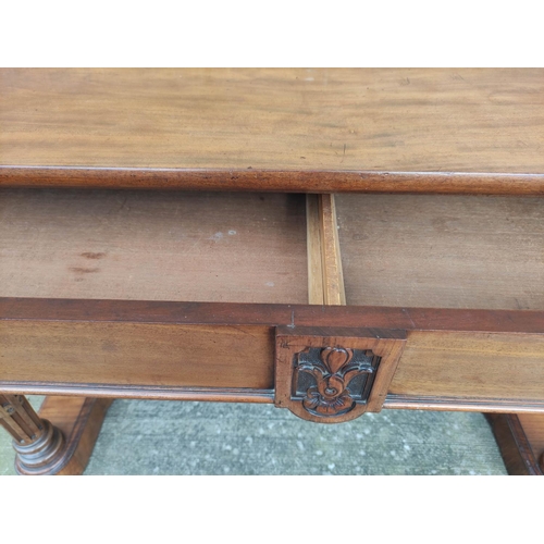 520 - Victorian mahogany console table with single integral drawer above reeded supports. Marsh & Jone... 