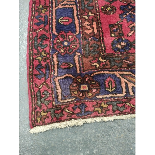 432 - Persian Hamadan hand knotted rug, with large geometric medallion to the centre, further geometric mo... 