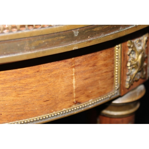 653 - Marble top French Bouillotte occasional table.