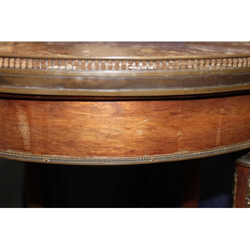 653 - Marble top French Bouillotte occasional table.