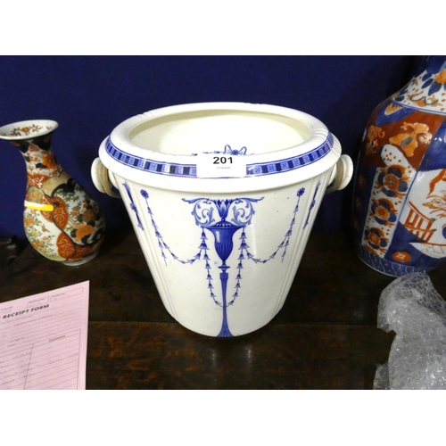 201 - Minton blue and white slop pail.