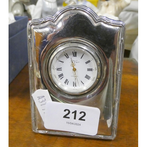 212 - Concorde silver mounted mantel clock by Carr's of Sheffield Ltd Sheffield 1994. 9cm