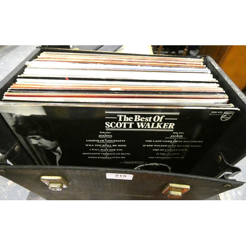 215 - Box of various records to include Scott Walker, Harry Belafonte etc.