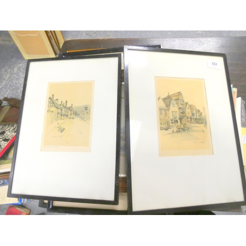 222 - Pair of Marjorie C Bates town prints.