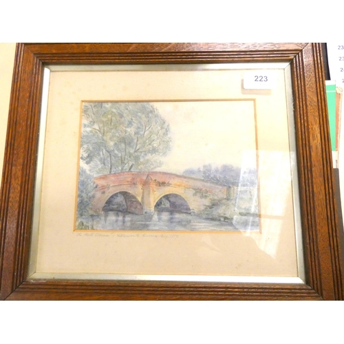 223 - Watercolour of Little North Sussex 1917 in an oak frame, not signed.