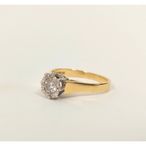 173 - Diamond solitaire ring with brilliant approx. 35ct, illusion set in 18ct. gold, size 'M'.