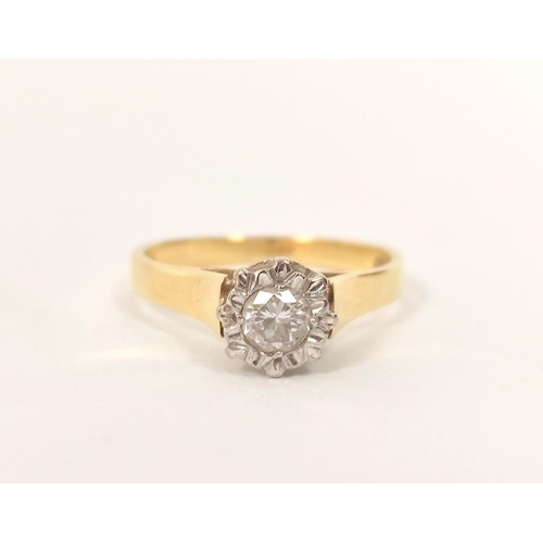 173 - Diamond solitaire ring with brilliant approx. 35ct, illusion set in 18ct. gold, size 'M'.