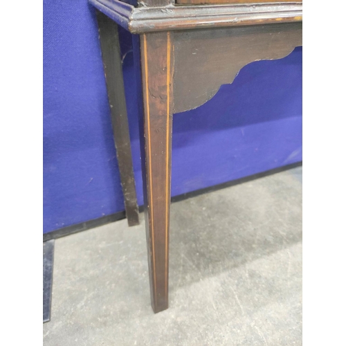 447 - Early 20th century china cabinet with astragal glazed doors enclosing two shelves with satinwood ban... 