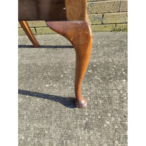 527 - Four early 20th century Hepplewhite style mahogany dining chairs with slip in upholstered blue damas... 