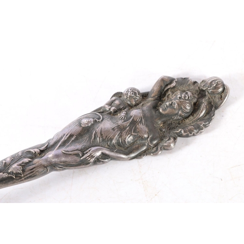 51 - American Art Nouveau sterling silver serving spoon, Reed and Barton c1905, the handle heavily cast w... 