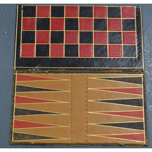 311 - Victorian burr walnut games compendium complete with chess board, backgammon board and horse racing ... 