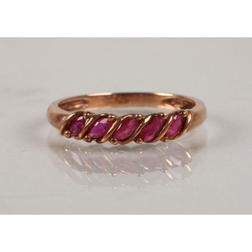 65 - 9ct rose gold pink gem set ring, size O