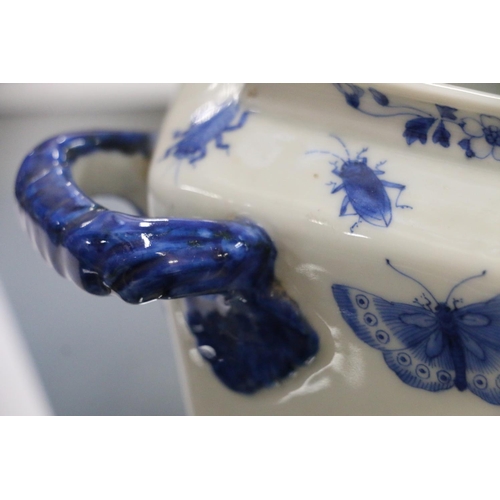 81 - Japanese blue and white porcelain jar and cover decorated profusely with insects, snails, etc.