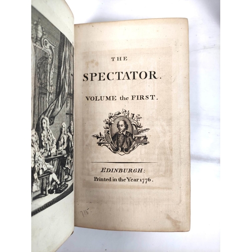 54 - The Spectator.  8 vols. 12mo. Old calf, wear & rubbing. 1776; also The Lucubrations of... 