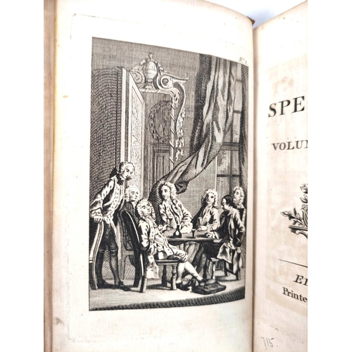 54 - The Spectator.  8 vols. 12mo. Old calf, wear & rubbing. 1776; also The Lucubrations of... 