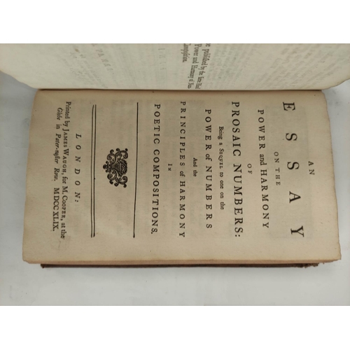 59 - MASON JOHN.  An Essay on Elocution or Pronunciation, 2nd ed., 1748, bound with An Essay on... 