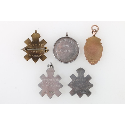 1218 - Football medals of Sergeant T Dryburgh of the 91st Regiment Argyllshire Highlanders to include a whi... 