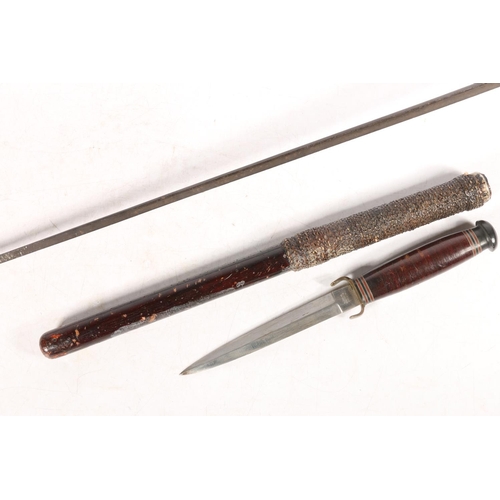 1533 - Commando style dagger, the medial ribbed blade by William Rogers of Sheffield with 'I Cut My Way' to... 