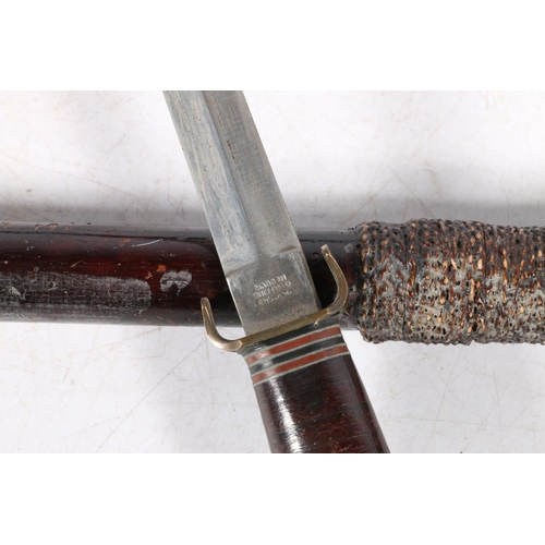 1533 - Commando style dagger, the medial ribbed blade by William Rogers of Sheffield with 'I Cut My Way' to... 