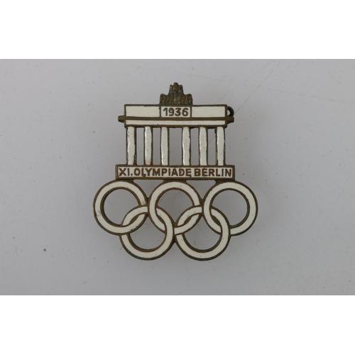 1538 - German 1936 Berlin 'XI Olympiade' enamel Olympics badge by Paulmann & Croneof Ludenscheid.