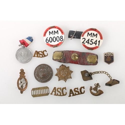 1539 - George V Army Remount Service cap badge, three Army Service Corps ASC shoulder titles, ASC cap badge... 