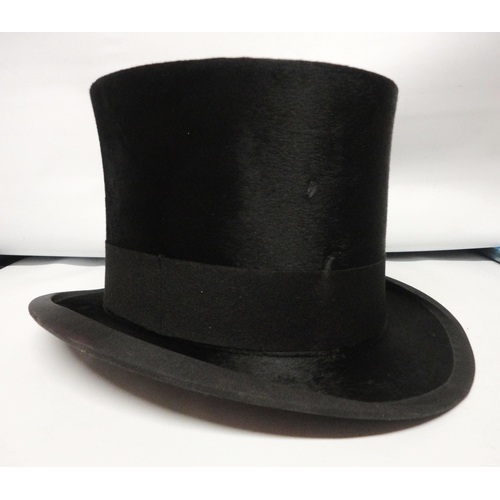 311 - Black silk hat, the interior bearing a stamp for 'Scott & Co - Hatters to the King and Royal Fam... 