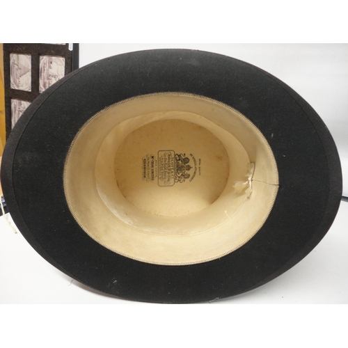 311 - Black silk hat, the interior bearing a stamp for 'Scott & Co - Hatters to the King and Royal Fam... 