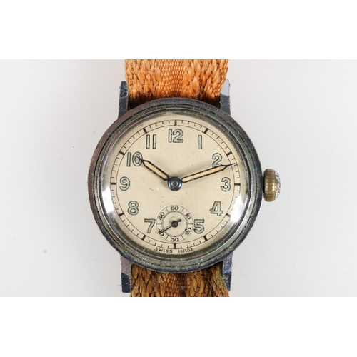 1511 - Swiss Brevet military trench style wristwatch with stainless steel bezel, the backplate numbered '20... 