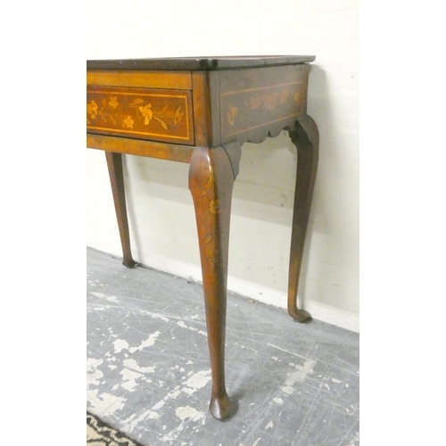 462 - Dutch marquetry inlaid writing table circa late 18th early 19th century, with shaped tray top above ... 