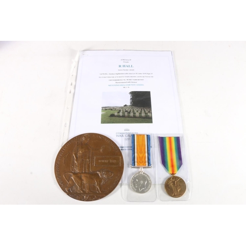 1461 - Medals of 202326 Private Robert Hall of the 1st/7th Battalion Gordon Highlanders, who died of wounds... 