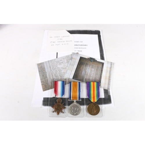 1464 - Medals of 17781 Private James Larkins of the 9th Battalion Scottish Rifles Cameronians, who died 5th... 