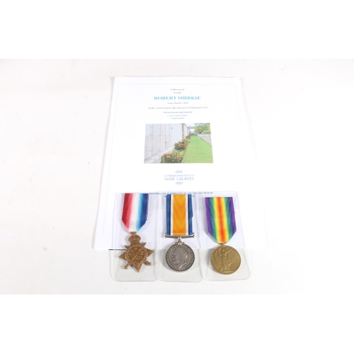 1468 - Medals of 10054 Private Robert Shirkie of the 1st Battalion Scots Guards who died 27th September 191... 