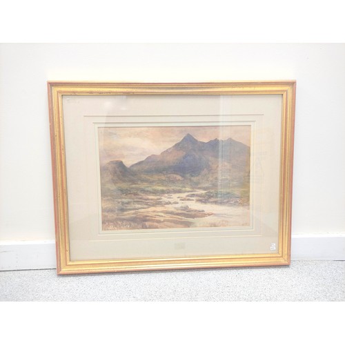 285 - British School.Mountain landscape scene with stream.Watercolour.Initialled ETC to lower right.33.5cm... 