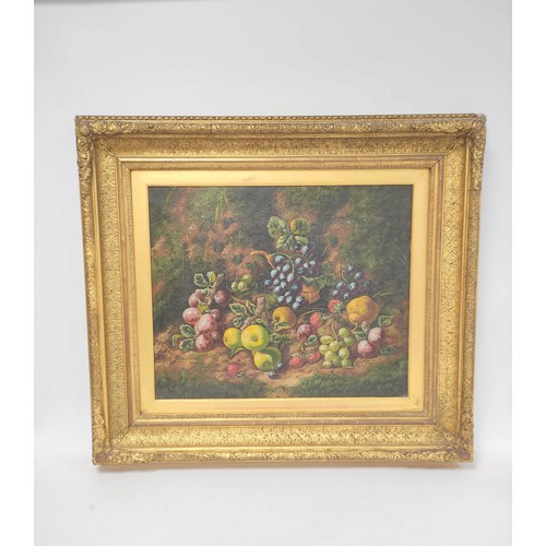 296 - H. L. WillsFruit against a mossy bank.Oil on canvas.Signed & dated (18)79.49cms x 59cms.... 