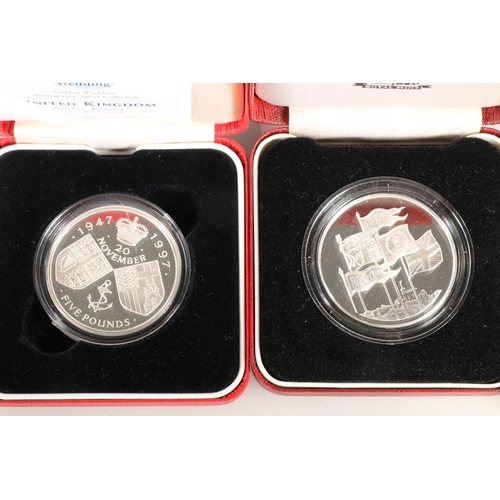 1324 - The Royal Mint UNITED KINGDOM Queen Elizabeth II (1952-2022) five silver proof crowns to include 198... 