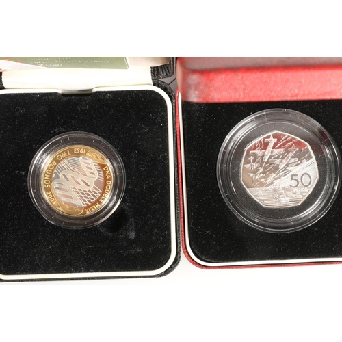 1325 - The Royal Mint UNITED KINGDOM Queen Elizabeth II (1952-2022) three silver proof two pound £2 coins i... 