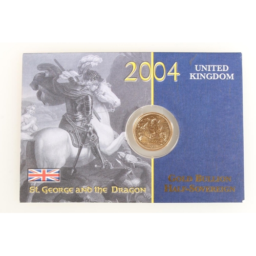 1441 - UNITED KINGDOM Queen Elizabeth II (1952-2022) gold bullion half sovereign 2004 on Royal Mint card.