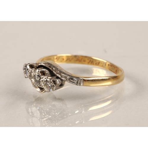 63 - 18ct gold and platinum diamond set ring, size M