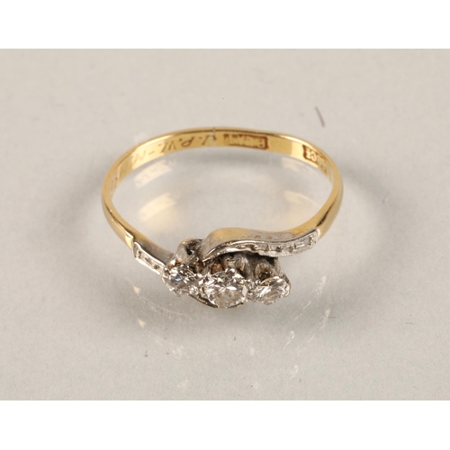 63 - 18ct gold and platinum diamond set ring, size M