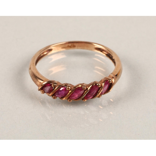 65 - 9ct rose gold pink gem set ring, size O