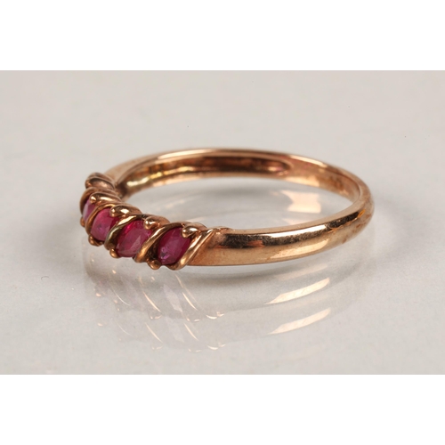 65 - 9ct rose gold pink gem set ring, size O