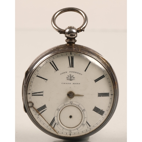 105 - Victorian John Forrest silver cased pocket watch, Chester 1892