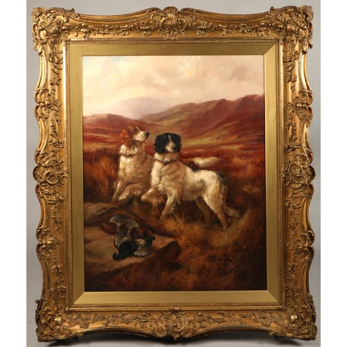 441 - Robert Cleminson (British 1844-1903)Gilt framed oil on canvas,signed lower left,two gundogs and dead... 