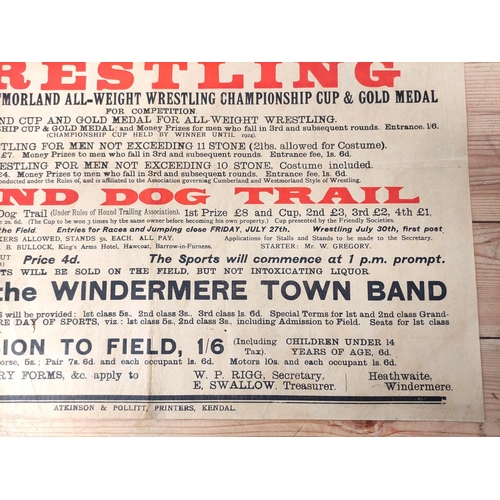 168 - Cumbria - Sporting Poster.  Poster for Bowness-on-Windermere Friendly Societys' Fortieth A... 